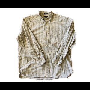 Mens plaid Nautica button down long sleeve collared shirt
